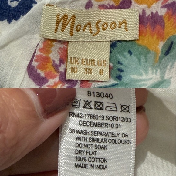 Vintage Monsoon Floral Peplum Top Cottagecore Prairie Romantic Boho Size 6 - Picture 7 of 9